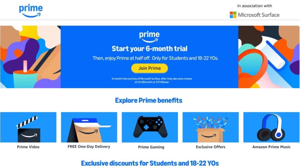 Amazon Prime Student offer